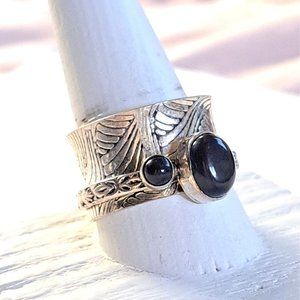 Black Onyx Sterling Silver Mediation Fidget Spinner Ring